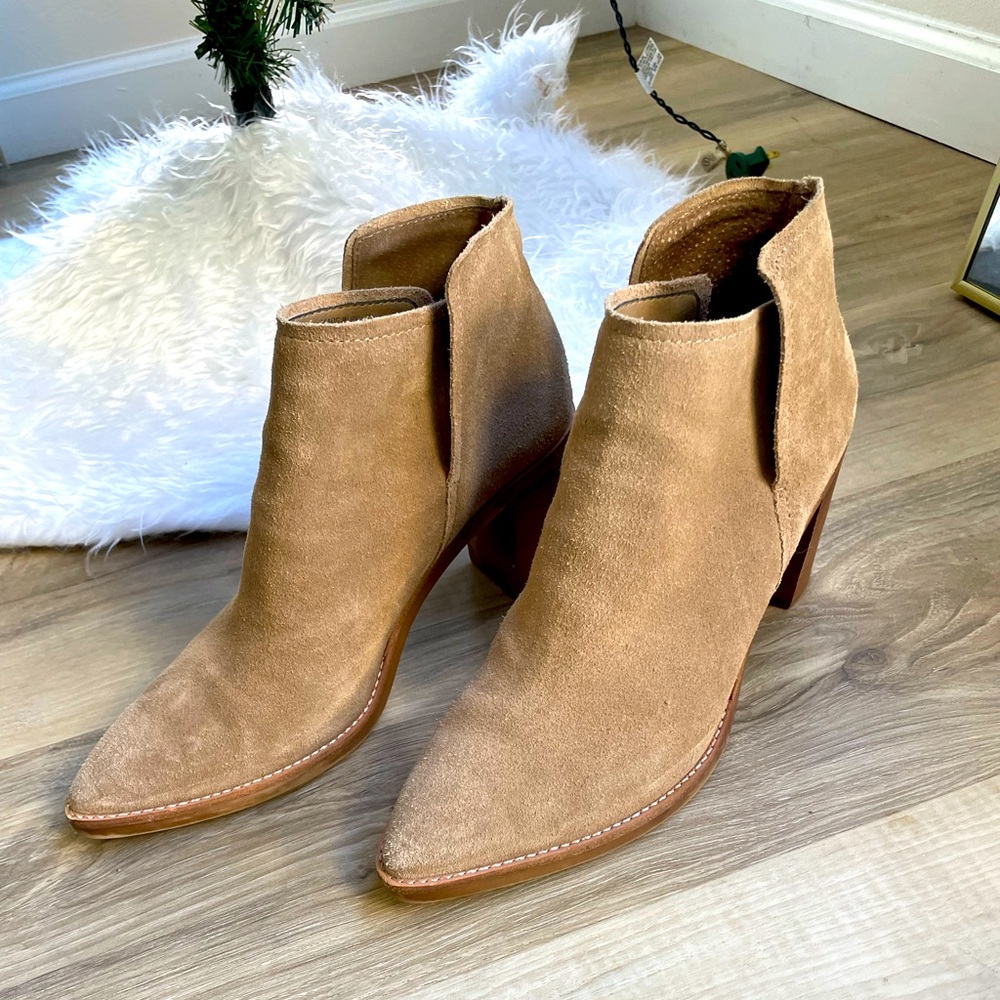 Dolce vita camel suede booties. Size 10. 3in heel. Excellent condition